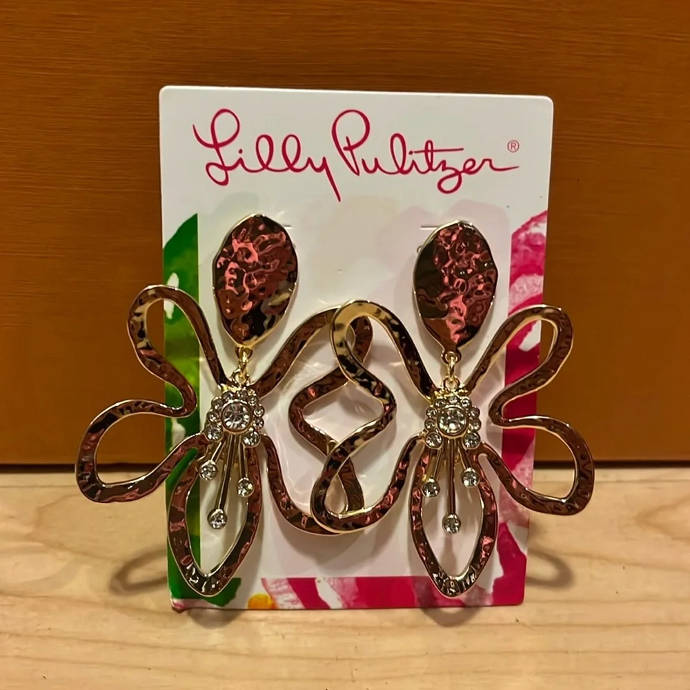 Lily Pulitzer Butterfly gold‎ metallic earrings